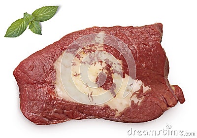 Roast beef meat and fat shaped as Canada.(series) Stock Photo