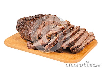 Roast beef on a wooden board Stock Photo