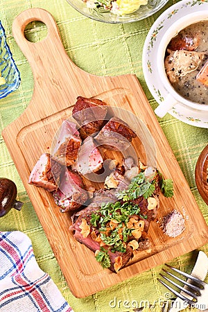 Roast beef wuth spices and magret de canard Stock Photo