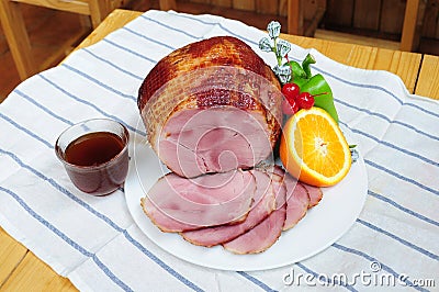 Roast ham Stock Photo