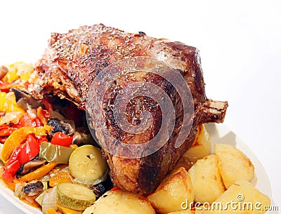 Roast joint of lamb Stock Photo