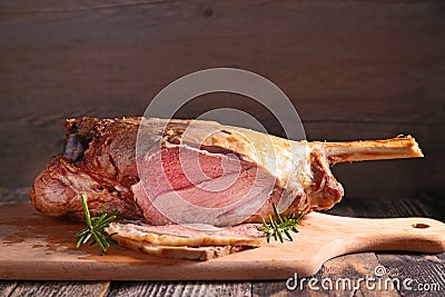 Roast lamb leg Stock Photo