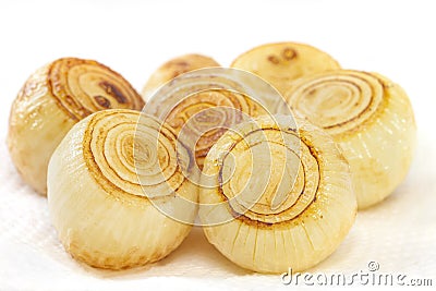 Roast Onions on White Stock Photo