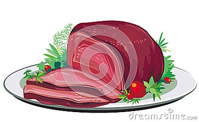 Roast pork Vector Illustration