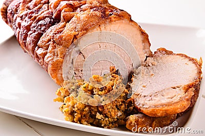 Roast Pork and stuffing Stock Photo