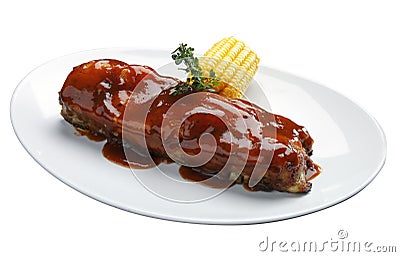 Roast ribs with barbecue Stock Photo