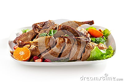 Roast Stuffed Duck Stock Photo