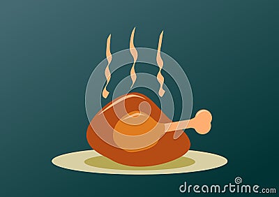 Roast turkey for Christmas Vector Illustration