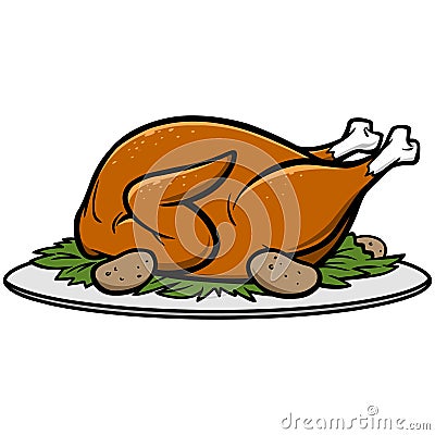 Roast Turkey Dinner Vector Illustration