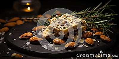 Roasted Almond Delight - Sea Salt Crunch - Rosemary Aroma Stock Photo