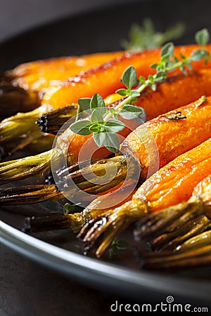 Roasted Baby Carrots with Thyme Stock Photo