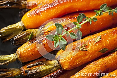 Roasted Baby Carrots with Thyme Stock Photo