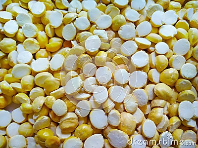 Roasted Bengal gram in glass bowl spread in white background very crispy and tasty food ingredient in India Stock Photo