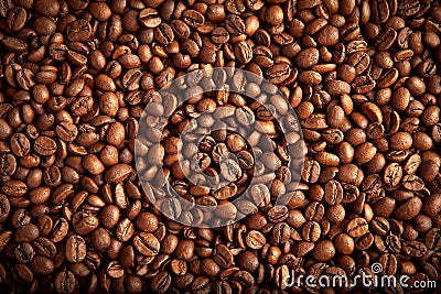 Roasted brown coffee beans Stock Photo