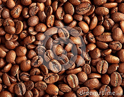 Roasted brown coffee beans Stock Photo