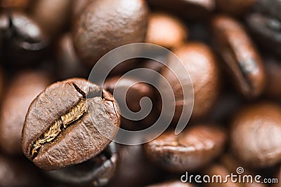 Roasted brown coffee beans Stock Photo