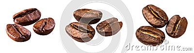 Roasted brown coffee beans isolated Stock Photo