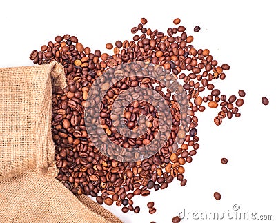 Roasted brown coffee beans Stock Photo