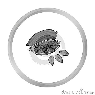 Roasted cacao beans icon in monochrome style isolated on white background. Herb an spices symbol stock vector Vector Illustration