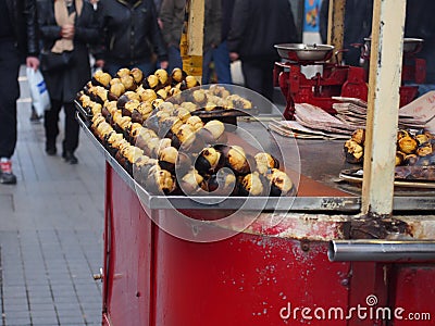 Roasted chestnut vendor, Istanbul Stock Photo