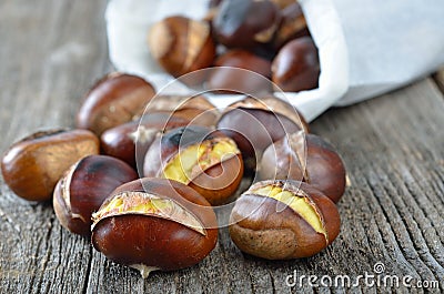 Roasted chestnuts Stock Photo