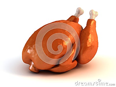 Roasted chicken 3d illustration Stock Photo