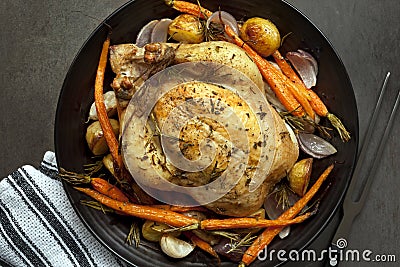Roasted Chicken Dinner Stock Photo