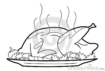 Roasted chicken Vector Illustration