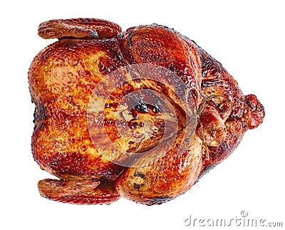 Roasted chicken isolated on white background Stock Photo