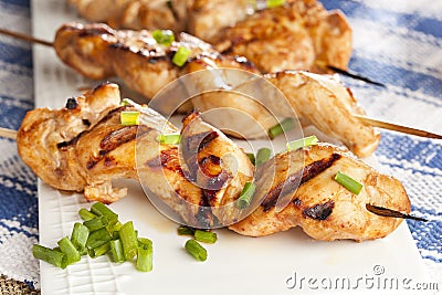 Roasted Chicken Kebab Stock Photo