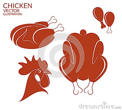 Roasted chicken. Vector Illustration