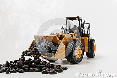Roasted Coffee bean concept on scoop bucket Stock Photo