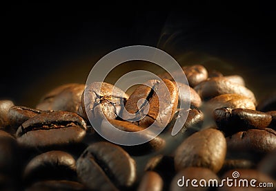 Roasted coffee beans Stock Photo