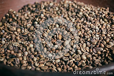 Roasted coffee beans in a bowl, Bali island Stock Photo