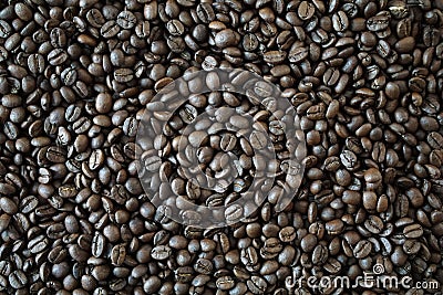 Roasted coffee beans, full frame, background Stock Photo