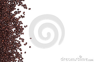 Roasted coffee beans isolated over white background Stock Photo