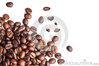 Roasted coffee beans isolated on a white background Stock Photo