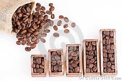 Roasted coffee - Coffea. Coffee consumption and sale statistics Stock Photo