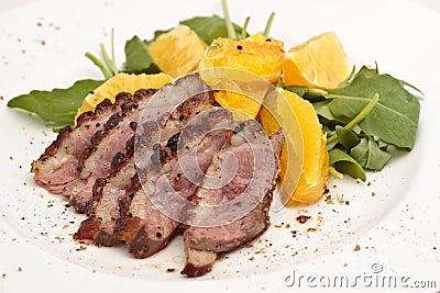 Roasted Duck Breast With Orange Stock Photo