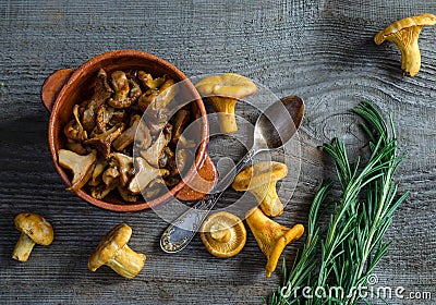 Roasted Golden Chanterelles Stock Photo