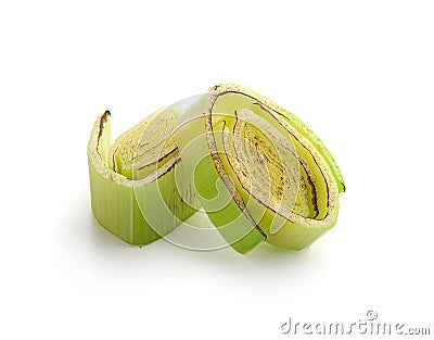 Roasted green leek Stock Photo