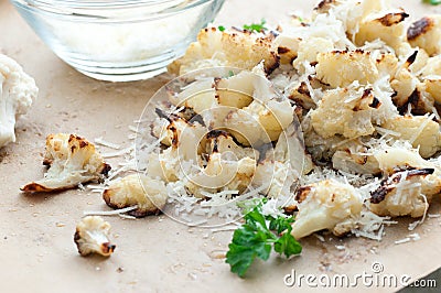 Roasted Parmesan Cauliflower Stock Photo