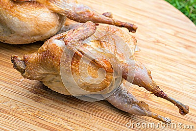 Roasted Partridge quail Stock Photo