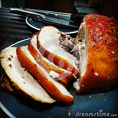 Roasted pork belly Stock Photo
