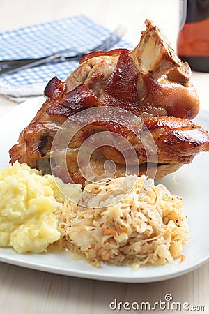Roasted pork knuckle Stock Photo