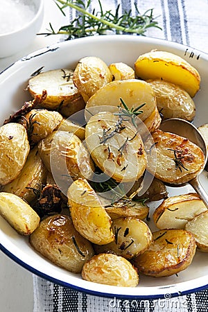 Roasted Potatoes with Rosemary Stock Photo