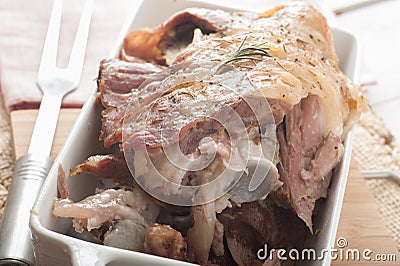 Roasted shoulder of Lamb Stock Photo