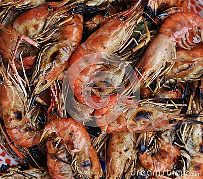 Roasted shrimps Stock Photo