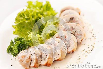 Roasted stuffed chicken breast Stock Photo