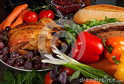 Roasted stuffed holiday turkey Stock Photo